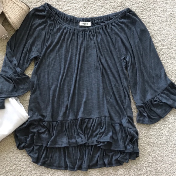 Off the Shoulder Bell Sleeve Top - Picture 2 of 6